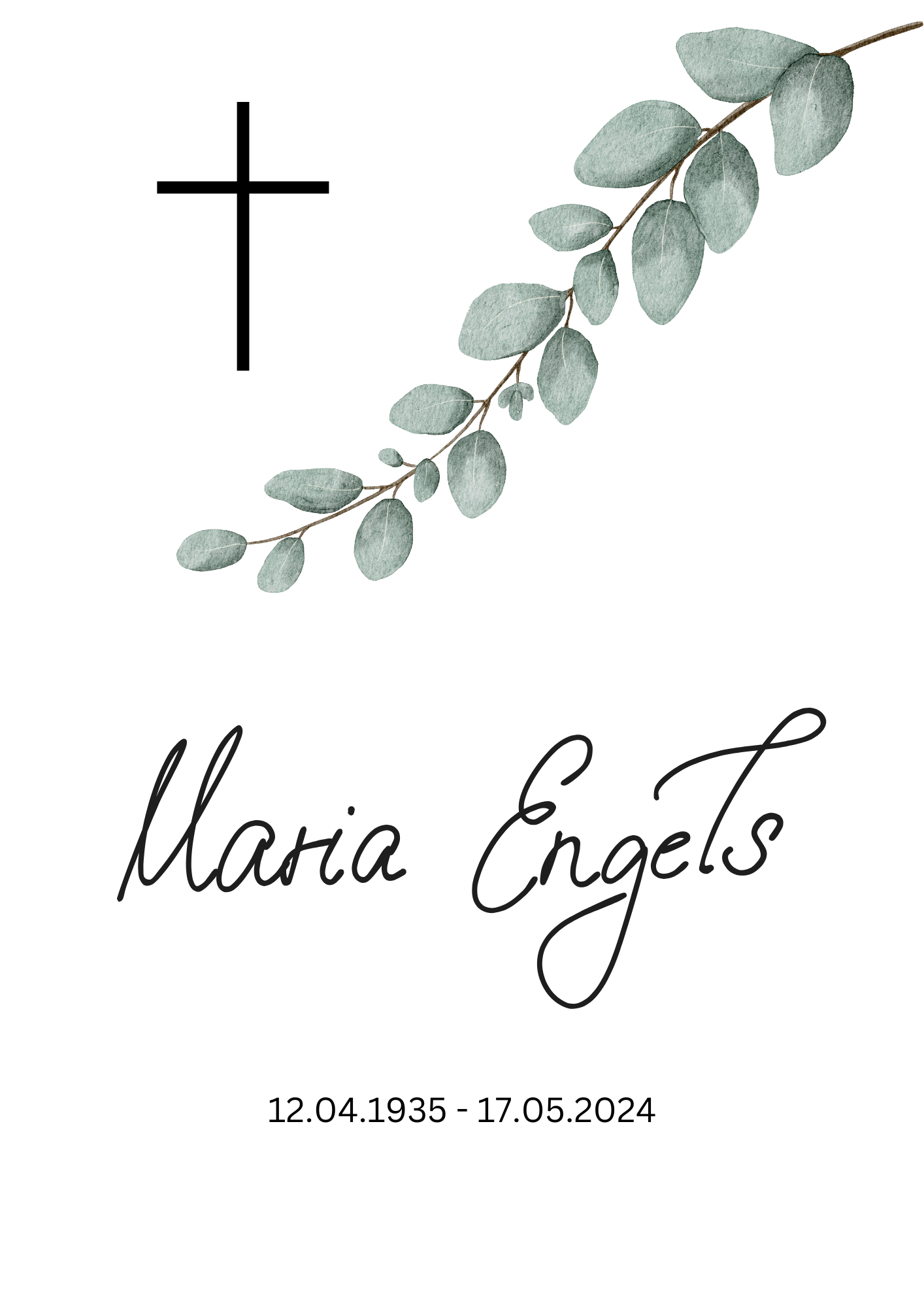 🕊️ Digitale Trauerkarte „Eukalyptus“