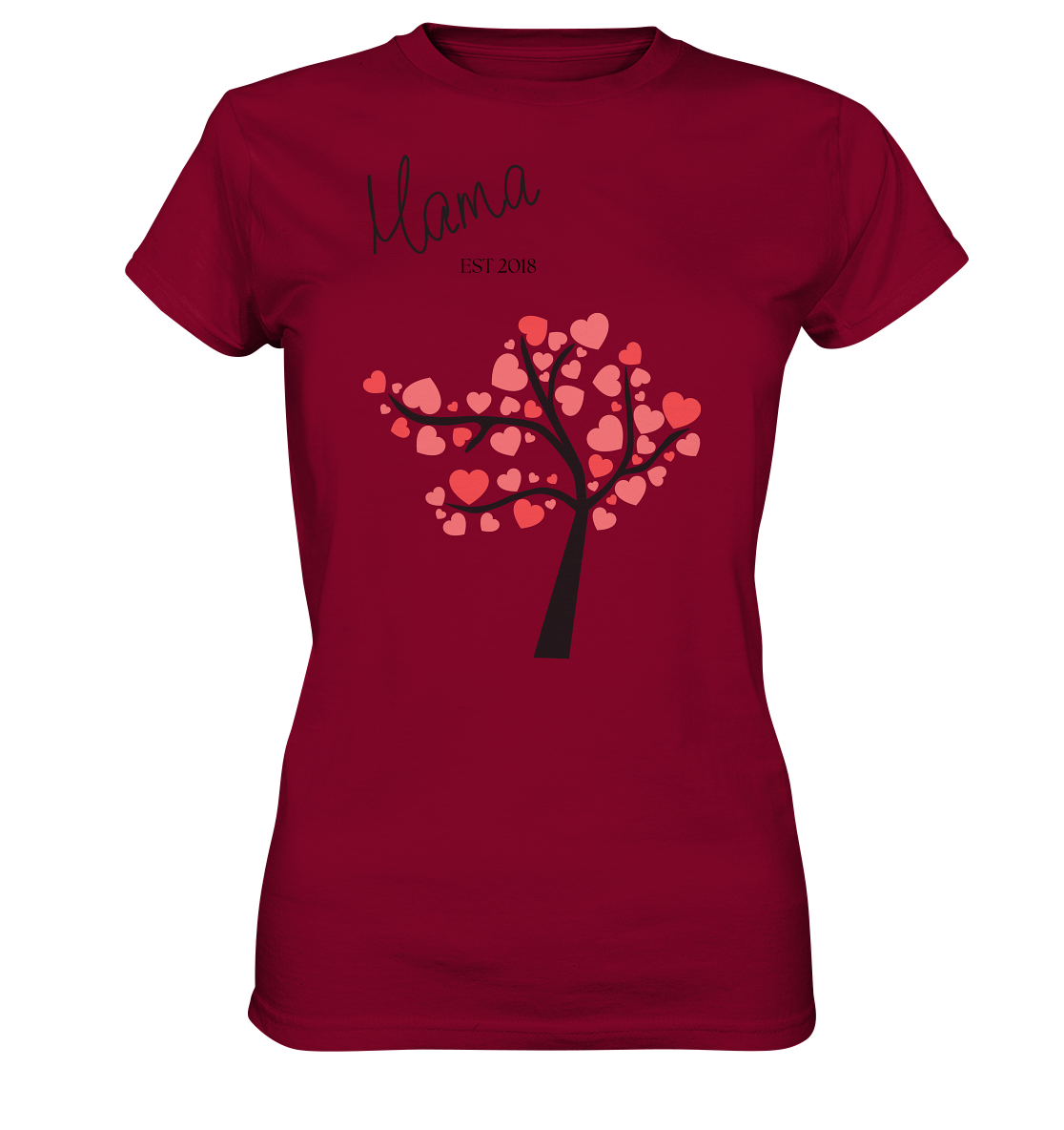 🌳 Herzbaum – Damen Premium T-Shirt mit Personalisierung