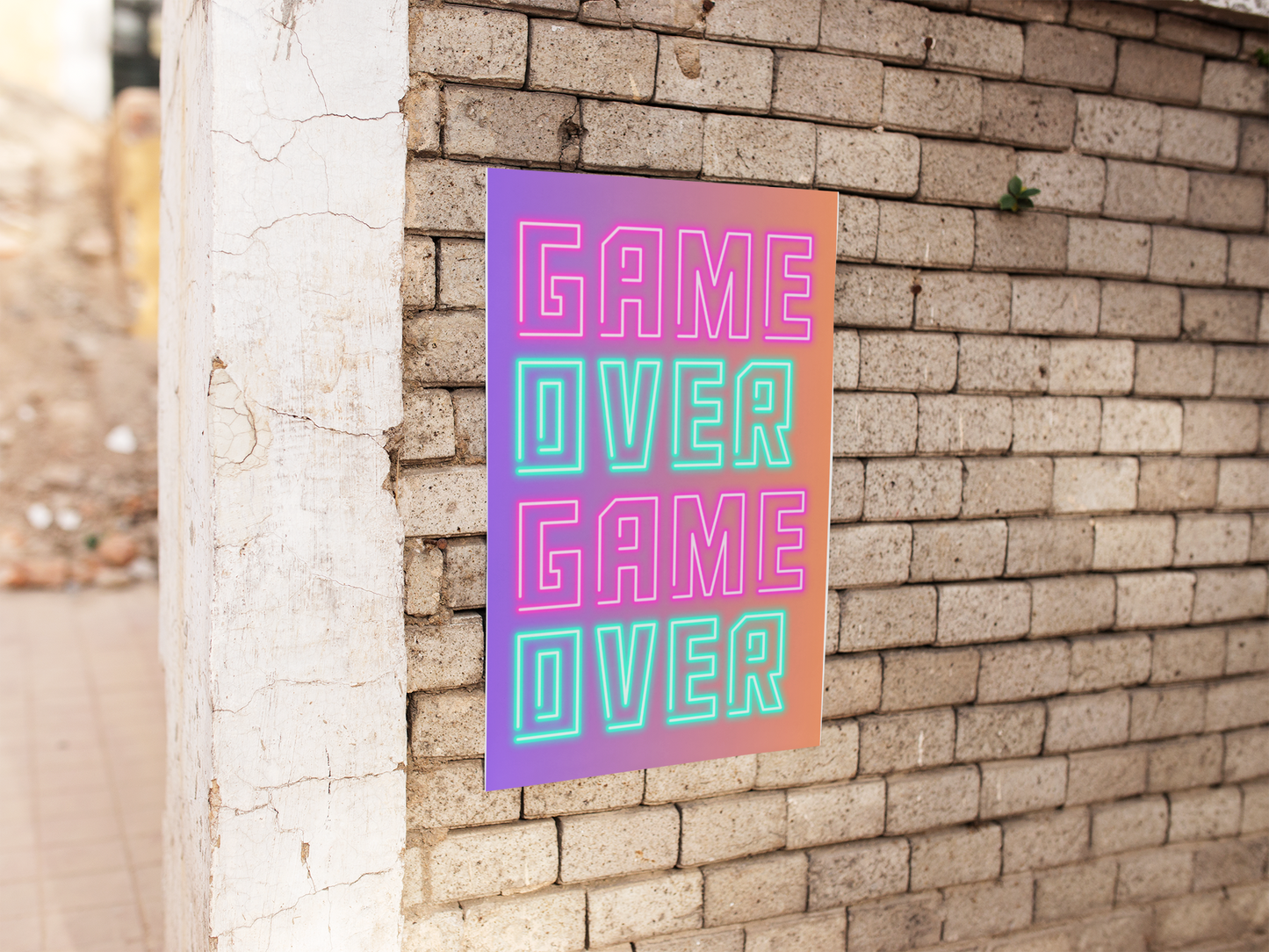 🕹️ Game Over – Digitales Retro Poster | Neon-Vibes zum Sofort-Download