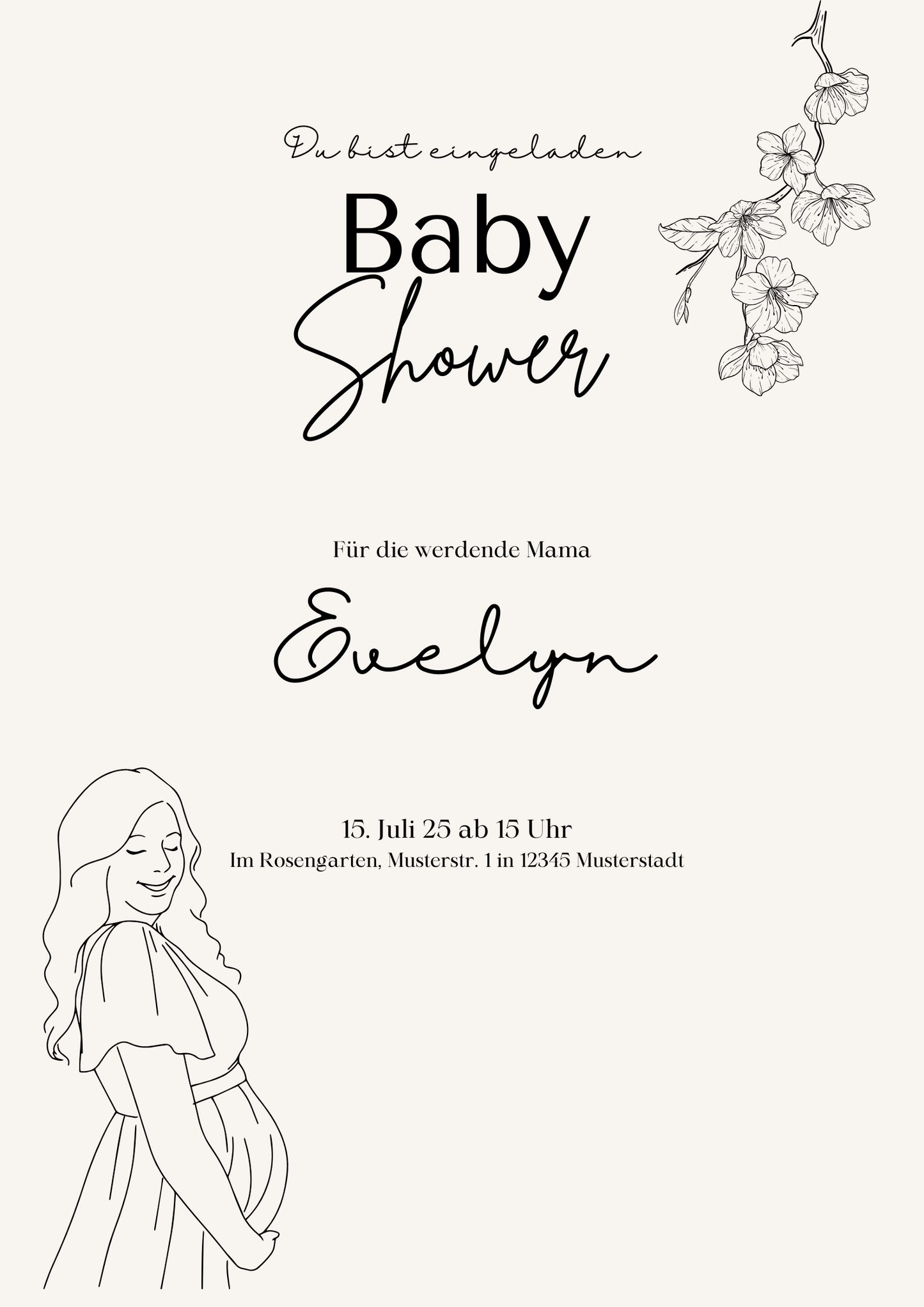 Digitale BabyshowDigitale Babyshower Einladung – Boho Stil | Canva Template zum Bearbeiten |