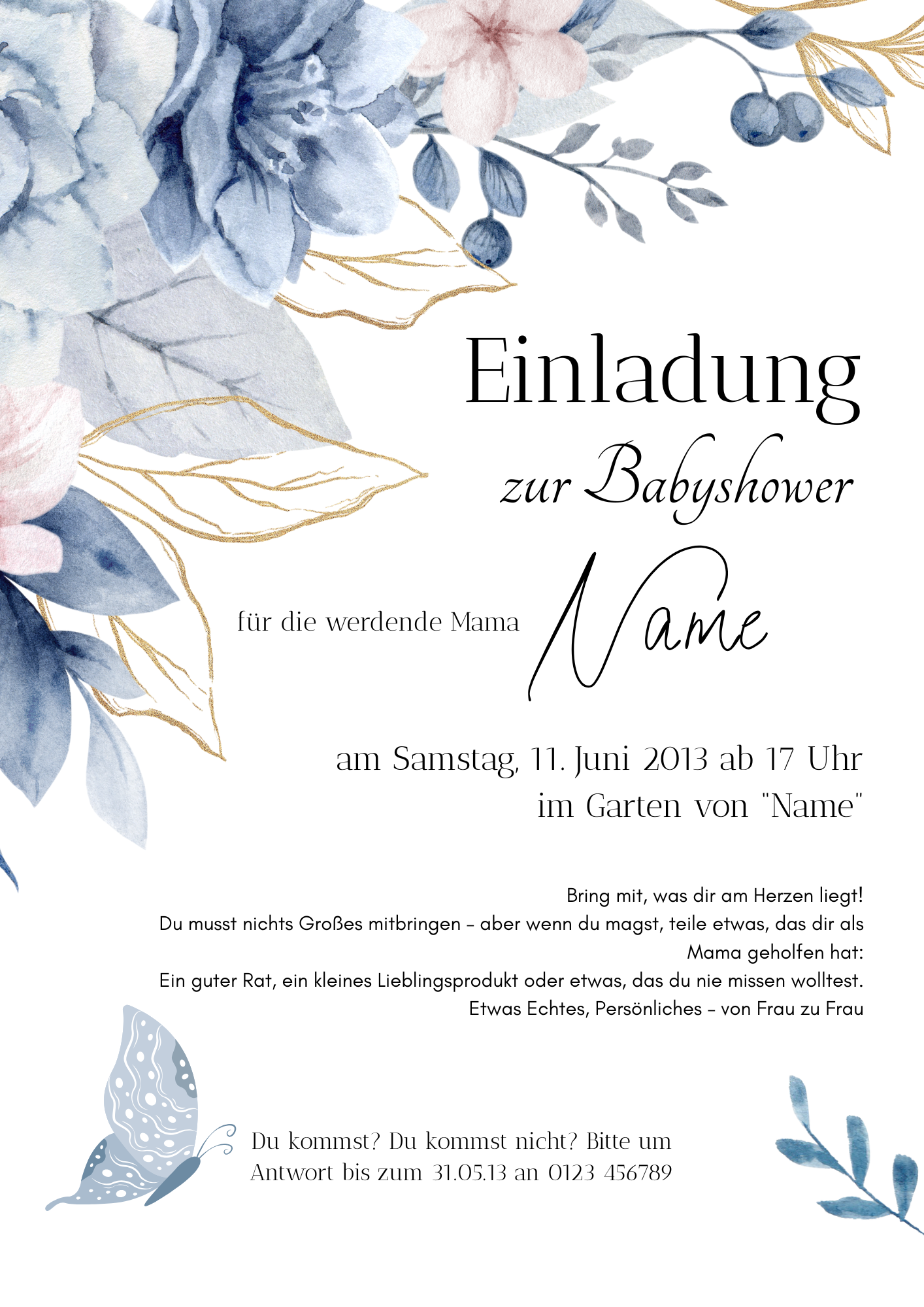 👶 Digitale Einladungskarte „Babyshower“ – liebevoll & persönlich