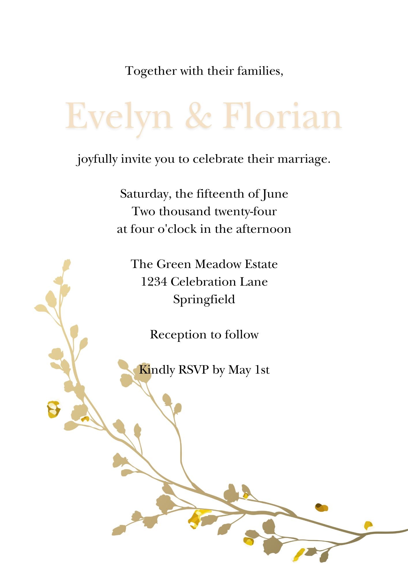 Digitale Hochzeitseinladung Marmor & Gold – Canva Template | Editierbar | Sofort-Download