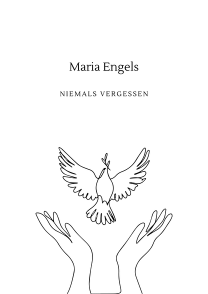 Gedenkkarte „Niemals vergessen“ – Canva Vorlage mit Taube & Händen – personalisierbare Trauerkarte digital