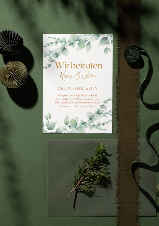 💍 Digitale Hochzeitseinladung – Botanica | Botanisches Eukalyptus-Design