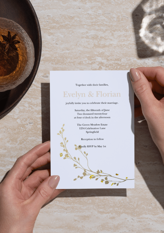 Digitale Hochzeitseinladung Marmor & Gold – Canva Template | Editierbar | Sofort-Download