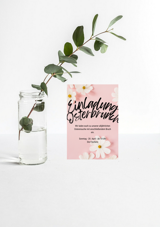 Digitale Einladung Osterbrunch – Canva Vorlage | Florales Design | Editierbar & Sofort-Download