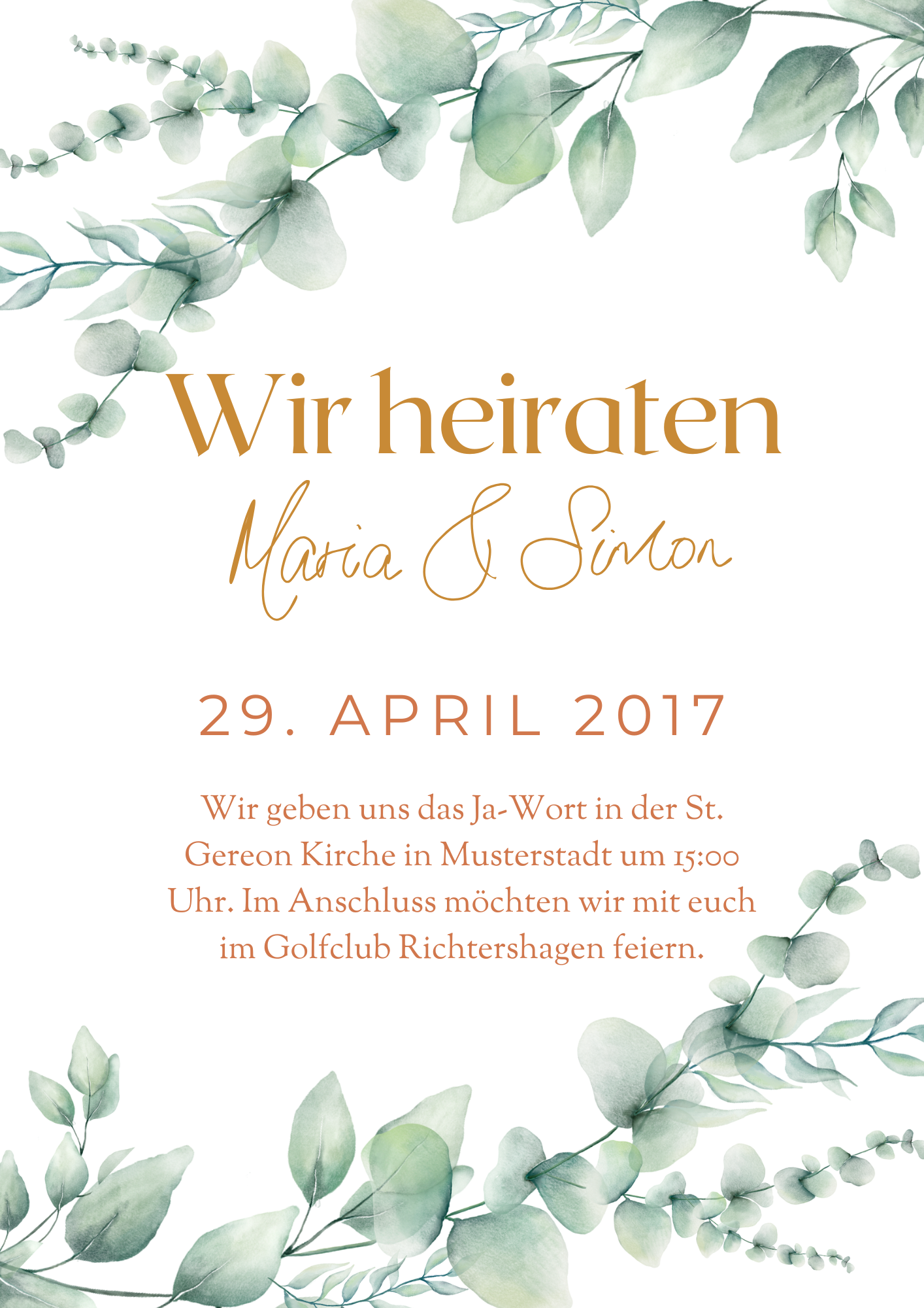 💍 Digitale Hochzeitseinladung – Botanica | Botanisches Eukalyptus-Design
