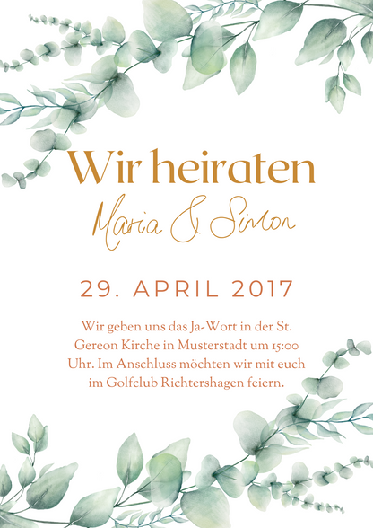 💍 Digitale Hochzeitseinladung – Botanica | Botanisches Eukalyptus-Design