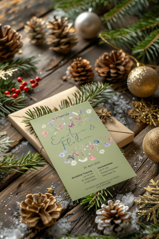 💍 Digitale Hochzeitseinladung – Evelyn & Florian | Florales Frühlingsdesign