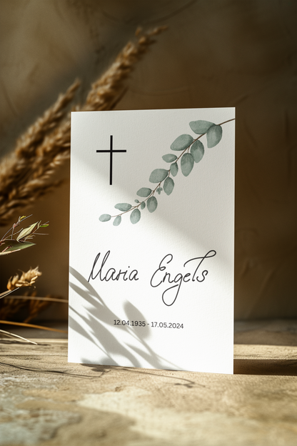 🕊️ Digitale Trauerkarte „Eukalyptus“