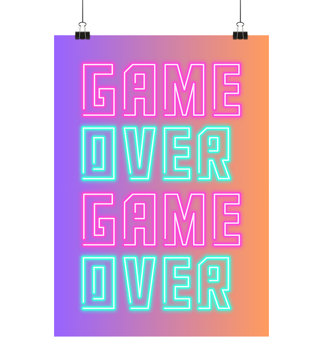 🕹️ Game Over – Retro Neon Poster | Nostalgie für echte Gamer-Herzen