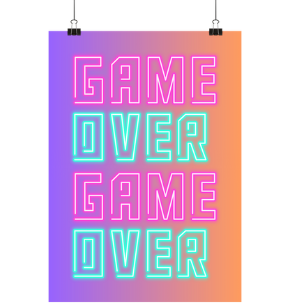 🕹️ Game Over – Neon A3 Poster | 80er-Vibes fürs Heute