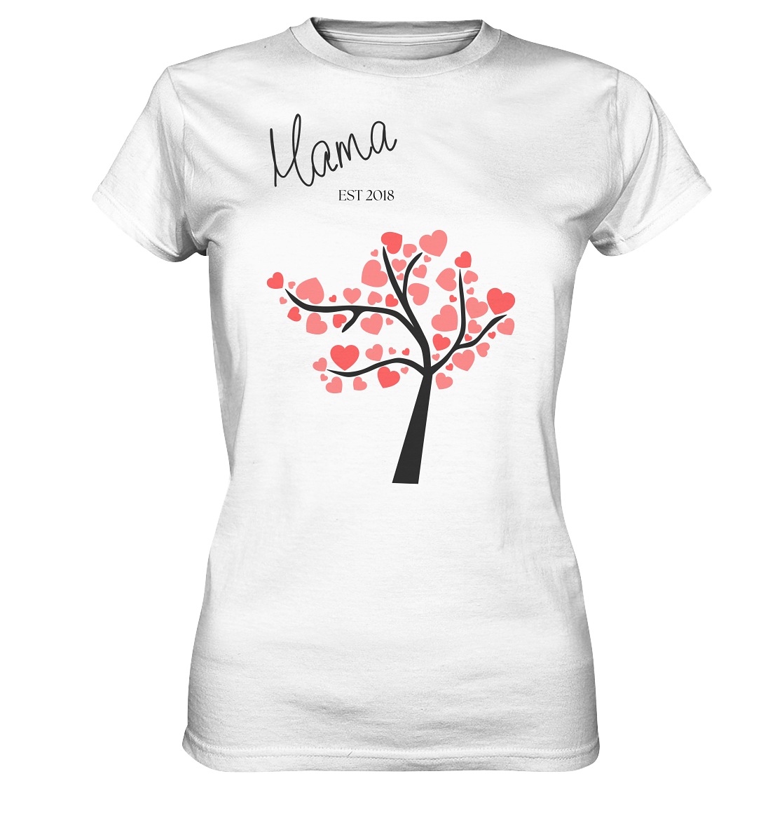 🌳 Herzbaum – Damen Premium T-Shirt mit Personalisierung
