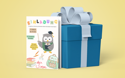 🎒 Digitale Einladungskarte „Ich gehe zur Schule“ – Einschulung mit Stil & Herz