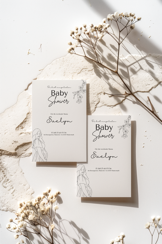 Digitale BabyshowDigitale Babyshower Einladung – Boho Stil | Canva Template zum Bearbeiten |