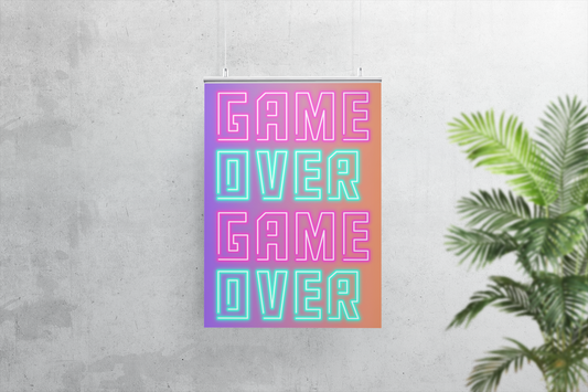 🕹️ Game Over – Digitales Retro Poster  | Neon-Vibes zum Sofort-Download