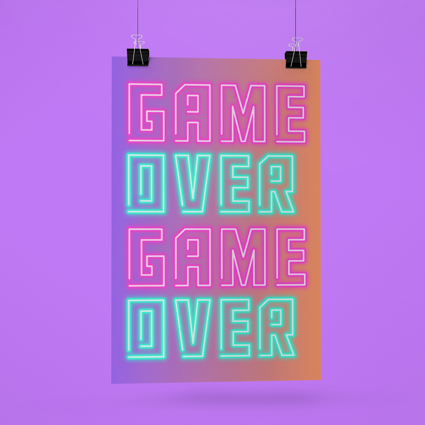 🕹️ Game Over – Retro Neon Poster | Nostalgie für echte Gamer-Herzen