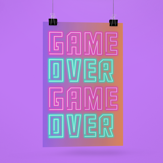 🕹️ Game Over – Retro Neon Poster | Nostalgie für echte Gamer-Herzen