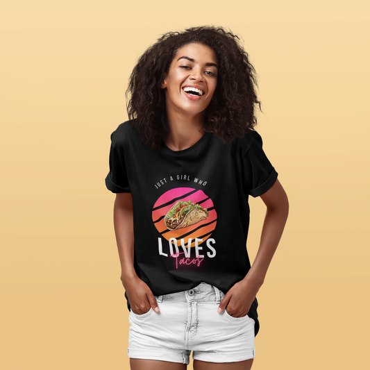 🌮 Just a Girl Who Loves Tacos – Oversized T-Shirt in Off Black